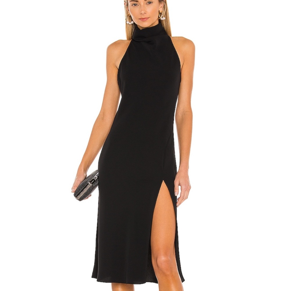 Amanda Uprichard Stanford Sleeveless Midi Dress Revolve Black XS